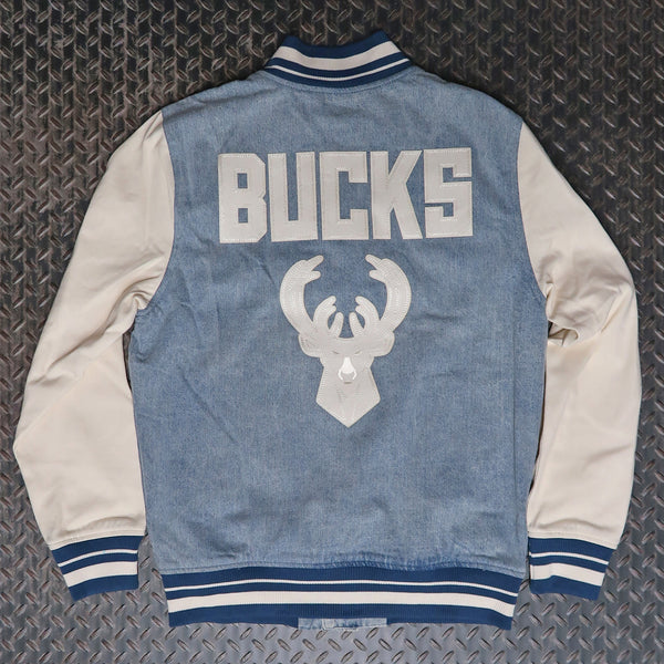 Pro Standard Milwaukee Bucks Varsity Blues Denim Varsity Jacket