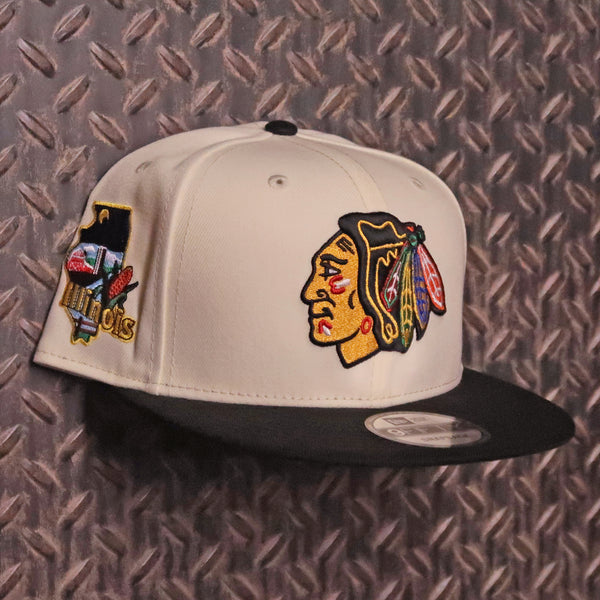 New Era Chicago Blackhawks Localized 2Tone 9FIFTY Snapback Hat Cream Black 60799866