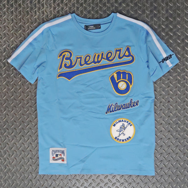 Pro Standard Milwaukee Brewers Retro Classic Striped T-Shirt Blue LMB136567