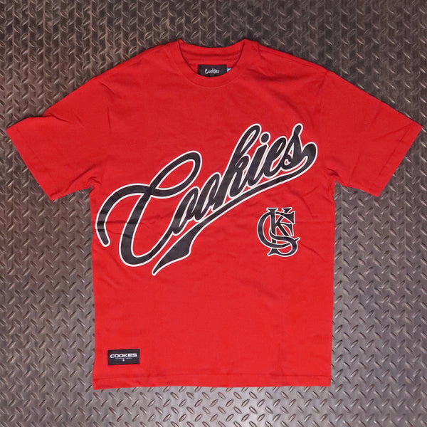 Cookies Intermurals Oversized Drop Shoulder Knit T-Shirt Red CM262KST05
