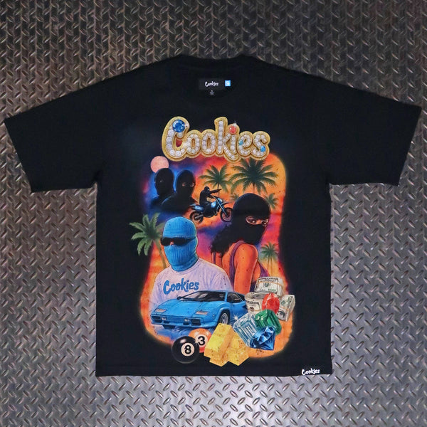 Cookies New Money Obsessed Oversized Drop Shoulder Knit T-Shirt Black CM262KST10
