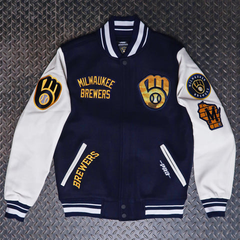 Pro Standard Milwaukee Brewers City Centric Varsity Jacket Midnight Navy, White LMB6314117-MNW