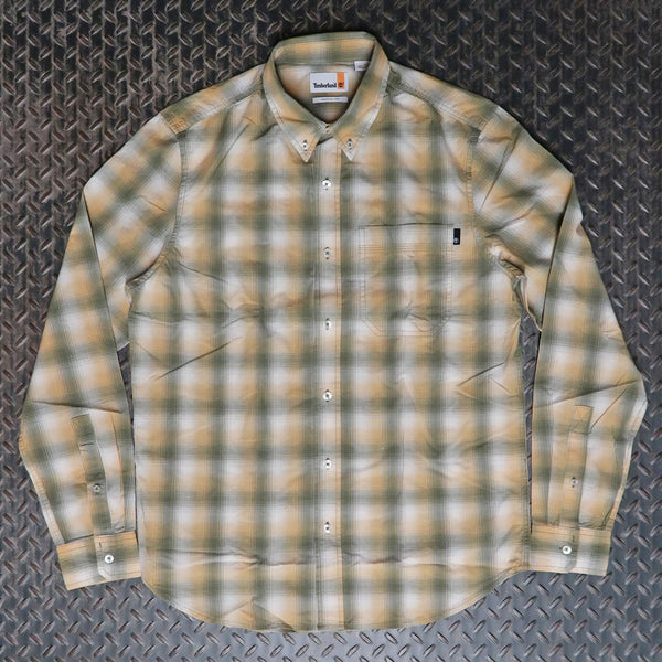 Timberland Checkered Poplin Long Sleeve Button Up Woven Shirt Cassel Earth TB0A5VHKB39