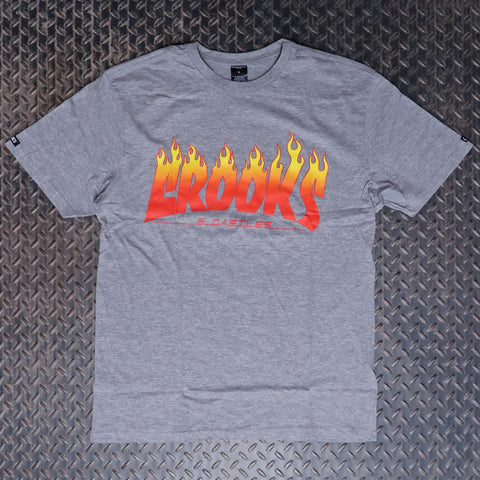 Crooks & Castles Flame Logo T-Shirt Heather Grey 3I50718
