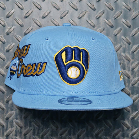 New Era Milwaukee Brewers Brew Crew City Connect 9FIFTY Snapback Hat Sky Blue 60503126