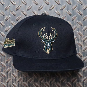  Pro Standard Milwaukee Bucks Script Tail Snapback Black BMB7515420-BLK