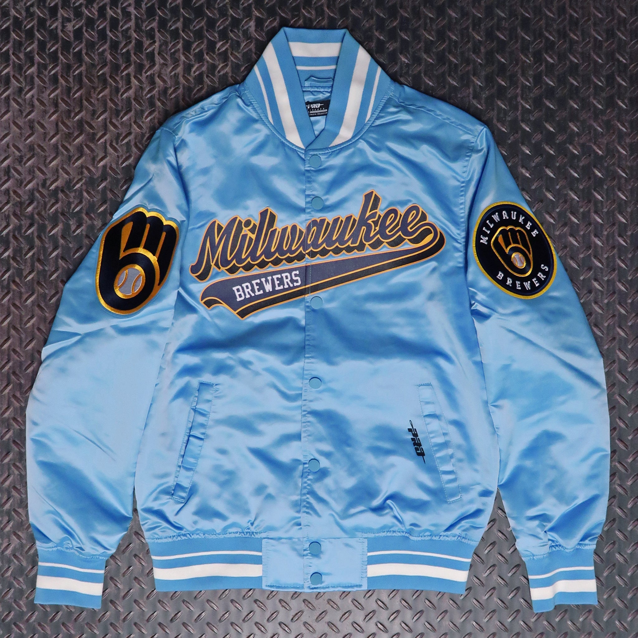 Pro Standard Milwaukee Brewers Script Tail Satin Jacket University Blue LMB6314136-UNI