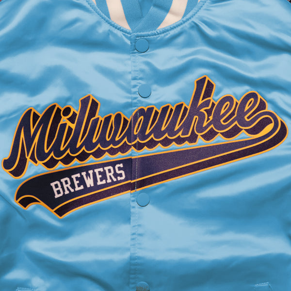 Pro Standard Milwaukee Brewers Script Tail Satin Jacket