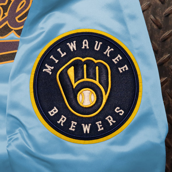 Pro Standard Milwaukee Brewers Script Tail Satin Jacket