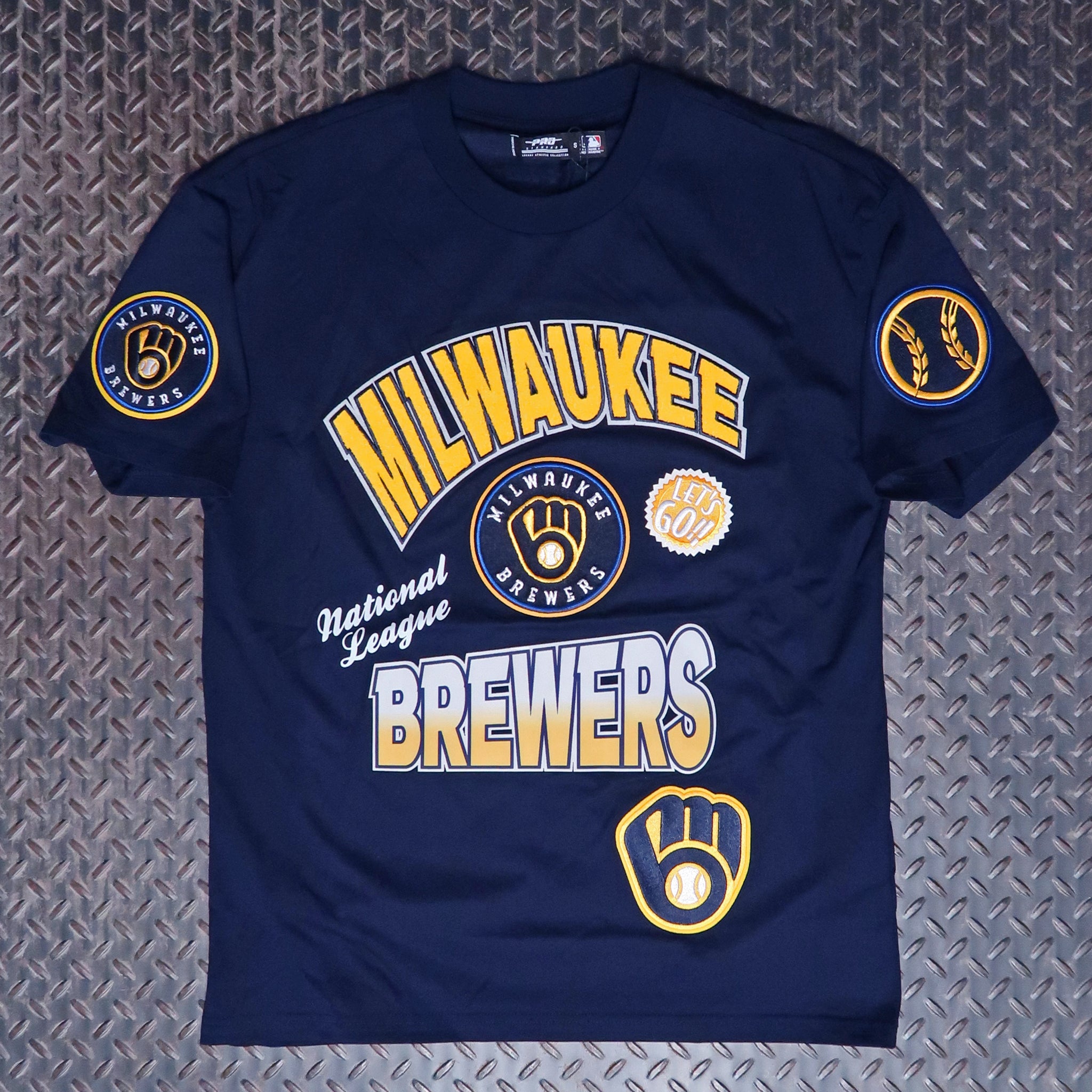 Pro Standard Milwaukee Brewers Turn It Up Drop Shoulder T-Shirt Midnight Navy LMB1314357-MDN