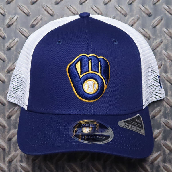 New Era Milwaukee Brewers 9SEVENTY Stretch-Back Trucker Navy White 60587239