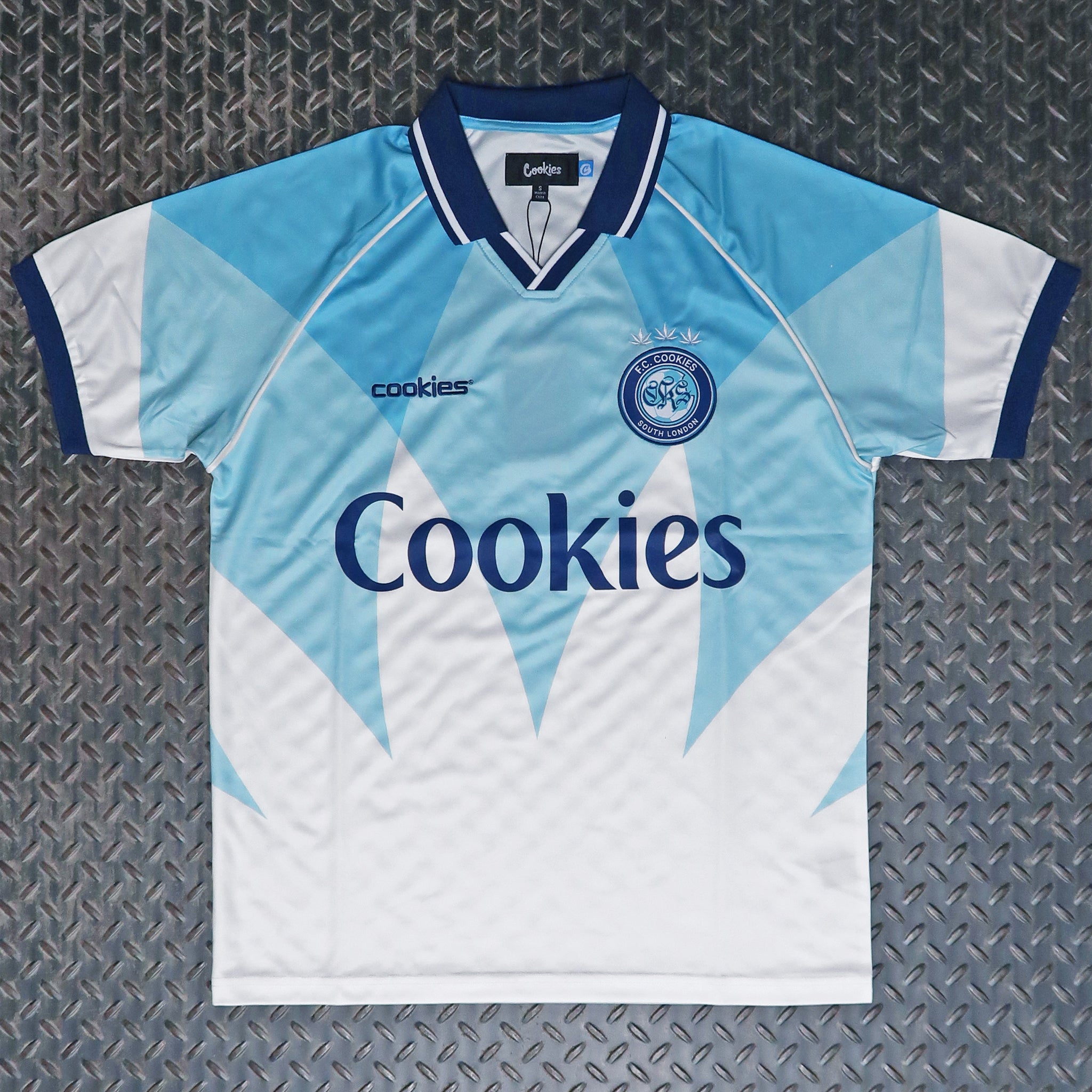 Cookies Hooliganism On Pitch Sublimated Jersey Polo Knit Blue White CM243KST08