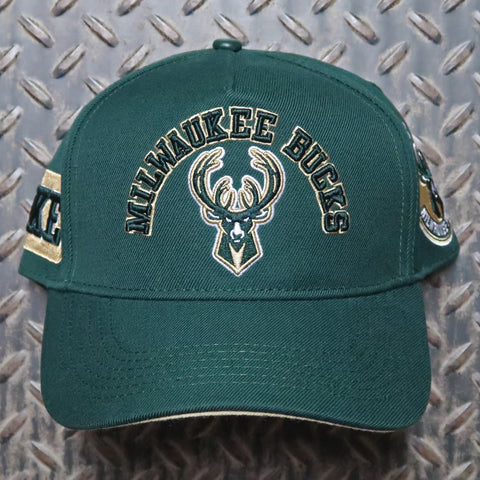 Pro Standard Milwaukee Bucks Area Code Pinch Front Snapback Hat Forest Green BMB7515608-FOR