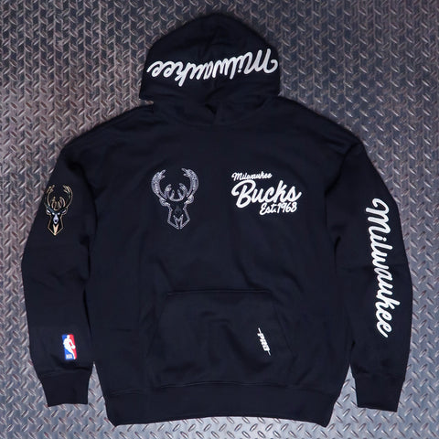 Pro Standard Milwaukee Bucks Paint The City Drop Shoulder Pullover Hoodie Black BMB5515650-BLK