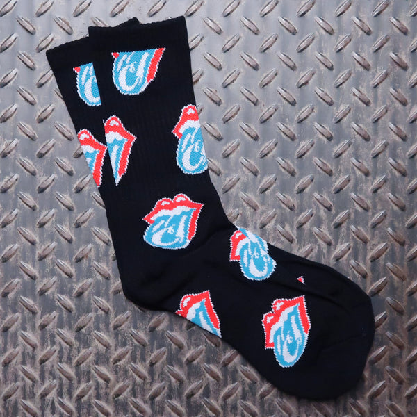 Cookies x Rolling Stones OG Tongue Checkerboard Socks Black CM243ASO02