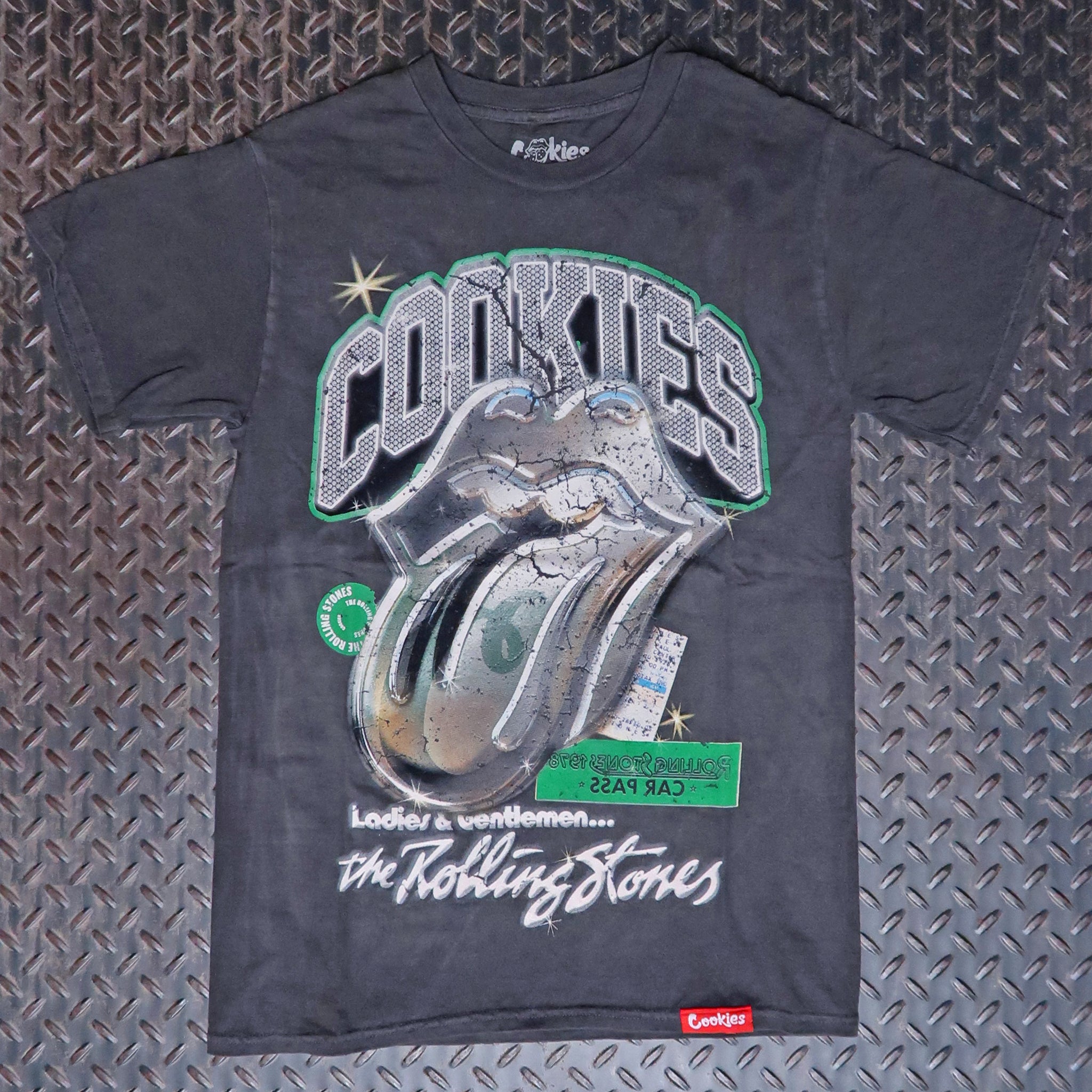 Cookies x Rolling Stones Car Pass T-Shirt Faded Black CM243TSP97