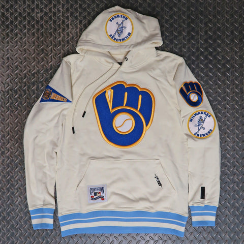 Pro Standard Milwaukee Brewers Retro Classic Pullover Hoodie Eggshell LMB536569-EUN