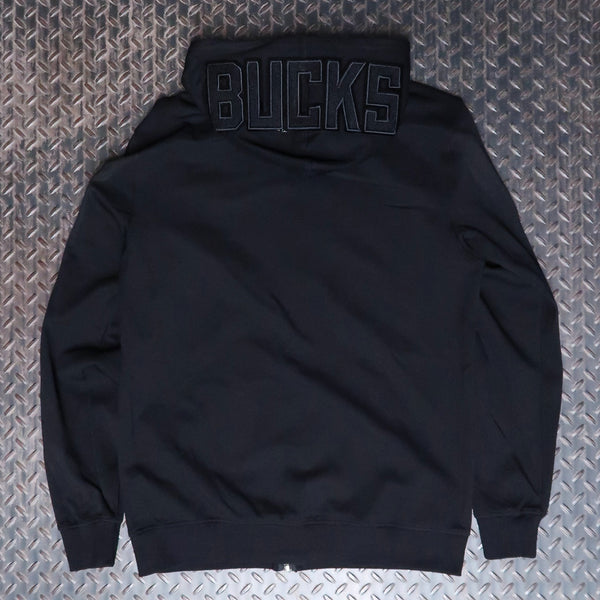 Pro Standard Milwaukee Bucks Triple Black Zip Hoodie