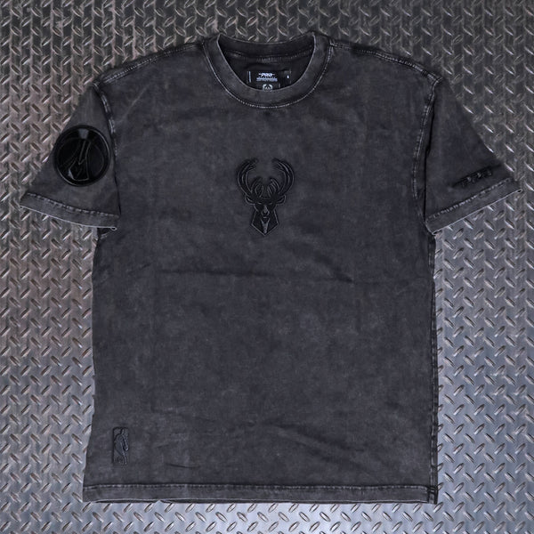 Pro Standard Milwaukee Bucks Enzyme Washed Drop Shoulder T-Shirt Washed Black BMB1516295-WBK