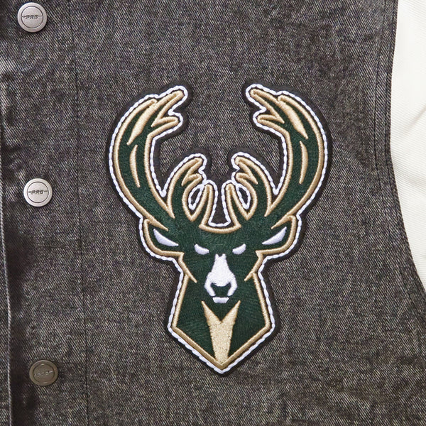 Pro Standard Milwaukee Bucks Rebel Athletics Denim Varsity Jacket
