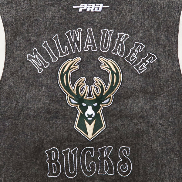 Pro Standard Milwaukee Bucks Rebel Athletics Denim Varsity Jacket
