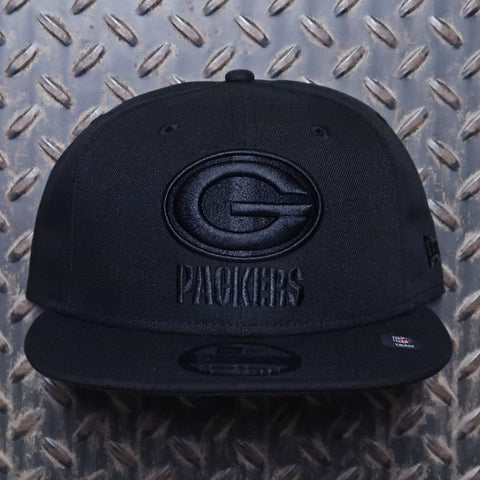 New Era Green Bay Packers Black On Black 9FIFTY Snapback Hat Black 11873004