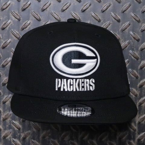 New Era Green Bay Packers Black & White 9FIFTY Snapback Hat Black White 70419086