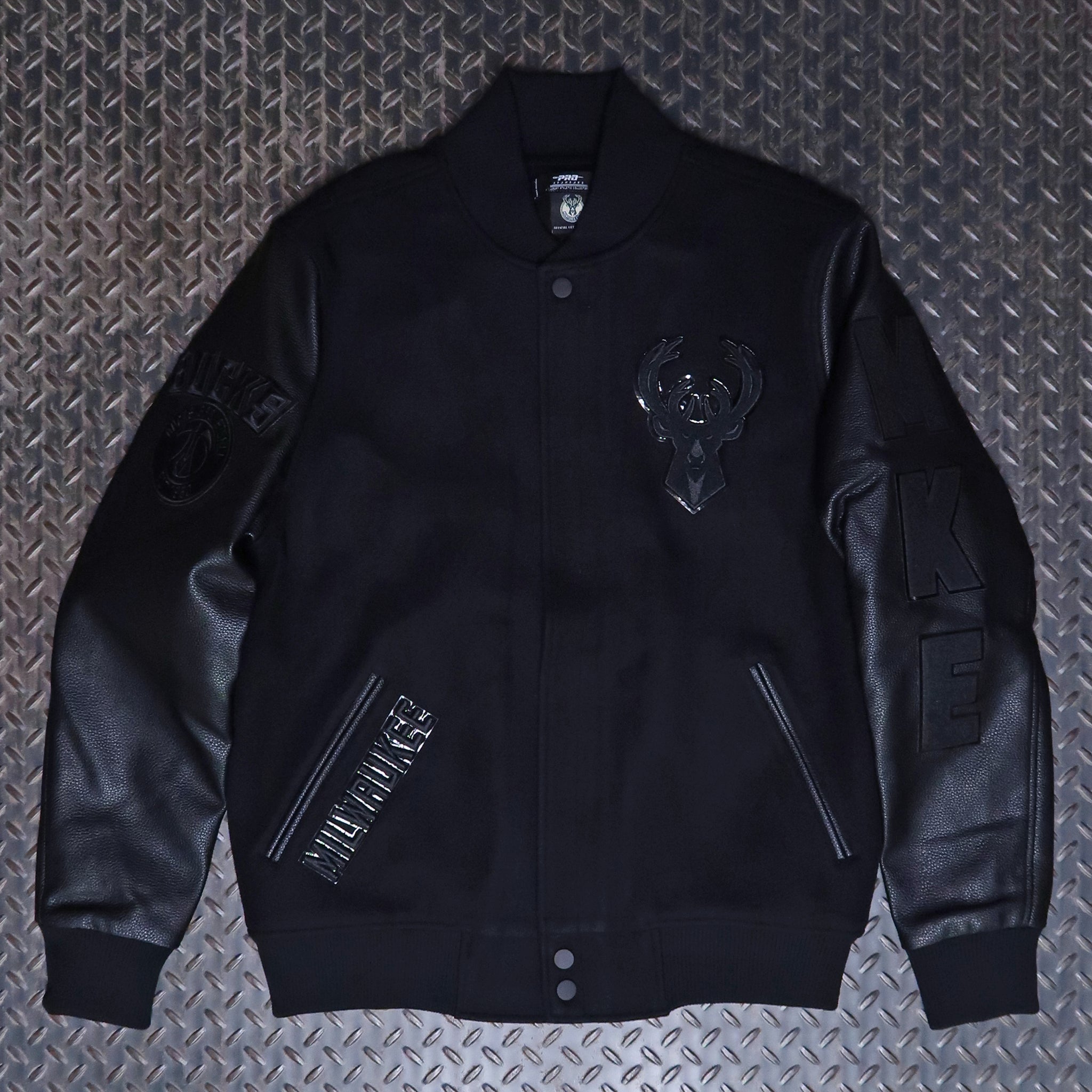 Pro Standard Milwaukee Bucks Triple Black Varsity Jacket Black BMB653456-BLK