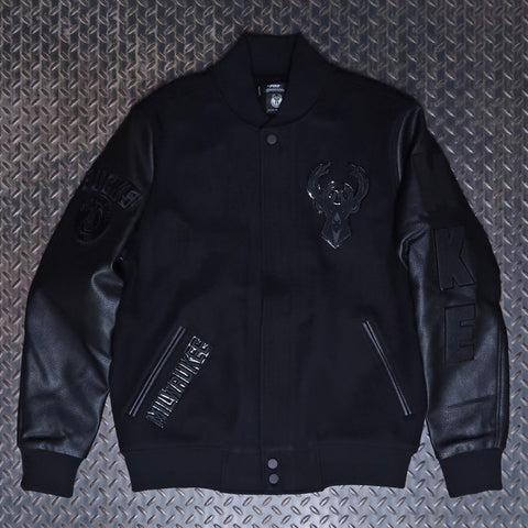 Pro Standard Milwaukee Bucks Triple Black Varsity Jacket Black BMB653456-BLK