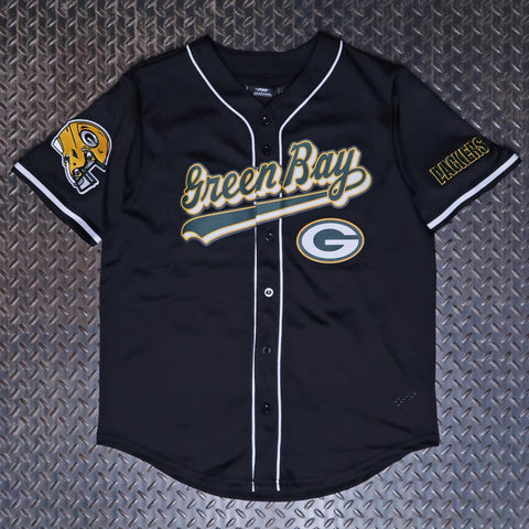 Pro Standard Green Bay Packers Script Tail Mesh Baseball Jersey Black FGP1410200-BLK