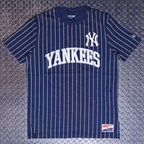 New Era New York Yankees Throwback Pinstripe T-Shirt Navy 60628374