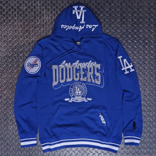 Pro Standard Los Angeles Dodgers Team Badge Rib Pullover Hoodie Blue LLD5315265-DBL