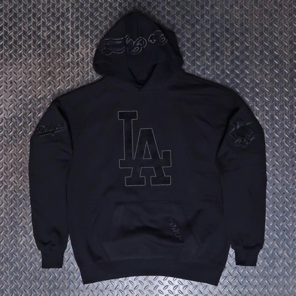 Pro Standard Los Angeles Dodgers Blackout Drop Shoulder Pullover Hoodie Black LLD5315348-BLK
