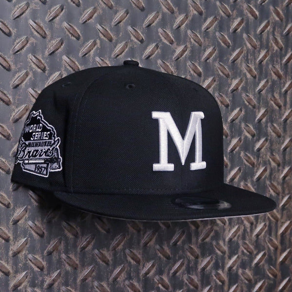 New Era Milwaukee Braves World Series 9FIFTY Snapback Hat Black White 70347244