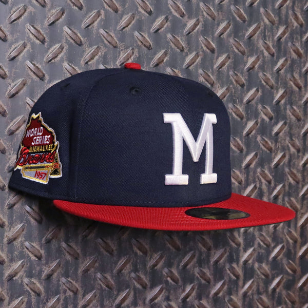 New Era Milwaukee Braves World Series 2Tone 59FIFTY Fitted Hat Navy Red 70620953