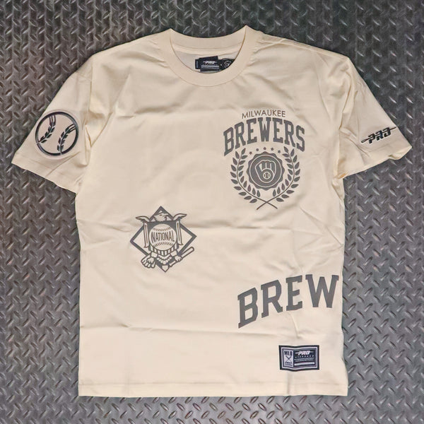 Pro Standard Milwaukee Brewers Street Team Drop Shoulder T-Shirt Eggshell LMB1315305