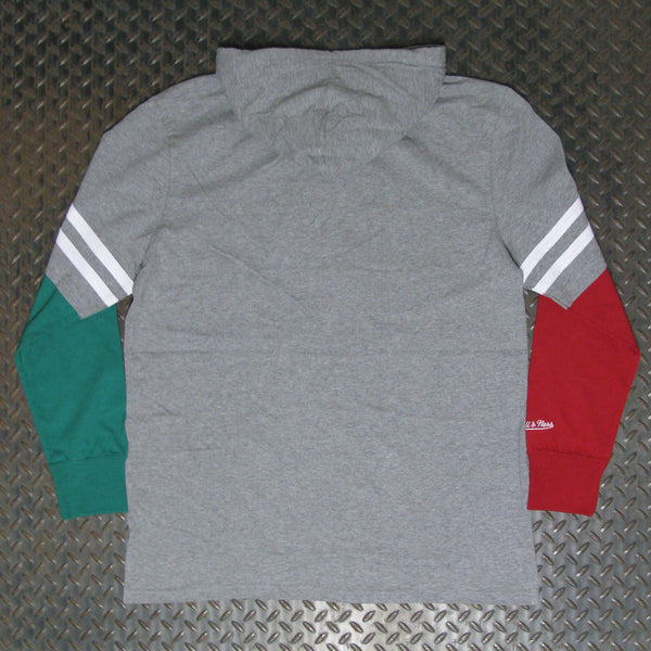 Mitchell & Ness Milwaukee Bucks Color Blocked Long Sleeve Hooded T-Shirt